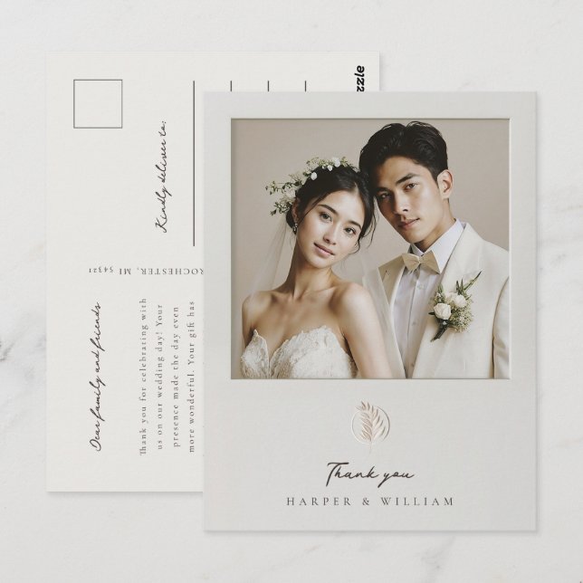 Postal Obrigado com moldura que você fotografou cartão po (Frente/Verso)