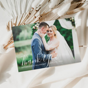 Postal obrigado de casamento encantador, cartão com foto