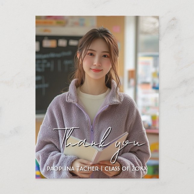 Postal Obrigado foto personalizada de formatura 2 Cartão  (Frente)