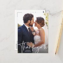 Obrigado simples cartão de foto de casamento