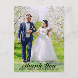 Postal Obrigado Wedding você cartão B L da foto da noiva