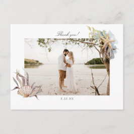 Postal Ocean Beach Weding Obrigado Cartão com fotos Cartã