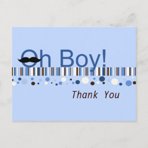 Postal Oh Boy Pontos e Listras Cartão de Agradecimento