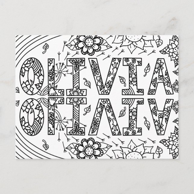 Postal Olivia, um cartão para você colorir (Frente)