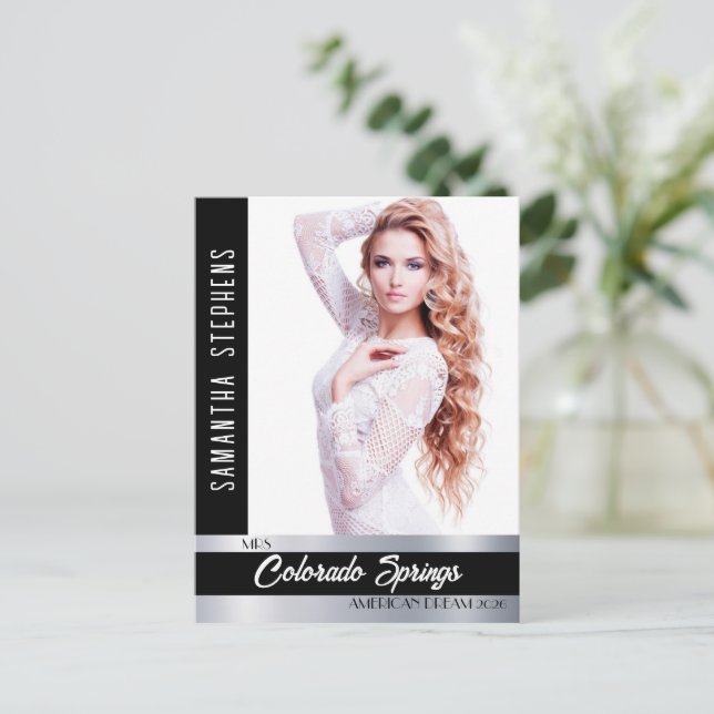 Postal Onyx Shine Promo Cartão com fotos para Pageants (Em pé/Frente)
