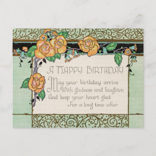 Postal Orange Flowers Art Deco Rhyming Poem Cartão de Ani