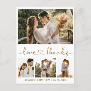 Postal Orçamento 4 Foto Colagem Casamento Obrigado Cartão