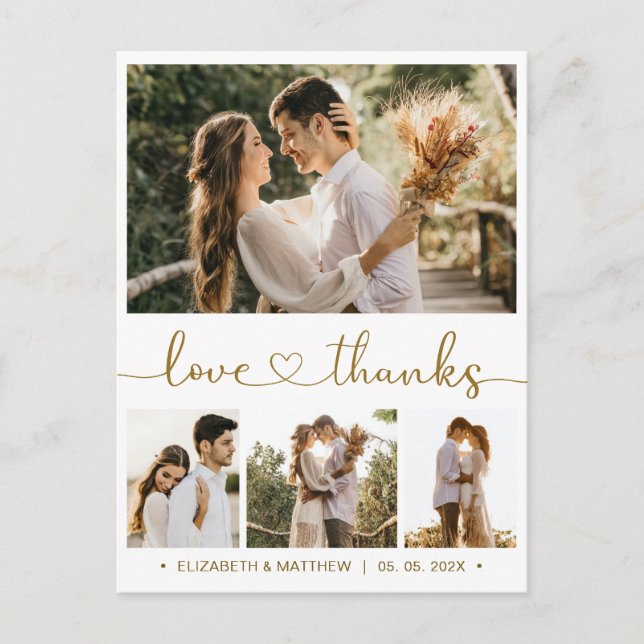 Postal Orçamento 4 Foto Colagem Casamento Obrigado Cartão (Frente)