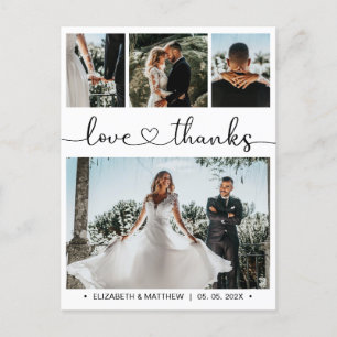 Postal Orçamento 4 Foto Colagem Casamento Obrigado Cartão