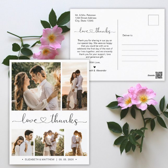 Postal Orçamento 5 Foto Colagem Casamento Obrigado Cartão (Criador carregado)