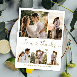 Postal Orçamento 5 Foto Colagem Casamento Obrigado Cartão