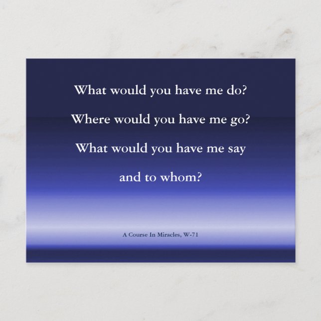 Postal Orientação de Deus | Cartão Plano de Um Curso de M (Frente)