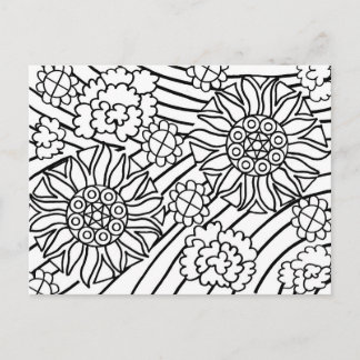 Postal Os girassóis no verão colorem seu cartão