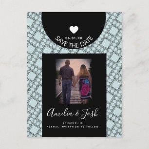 Postal Padrão de Formas Pretas Modernas Salvar o Cartão