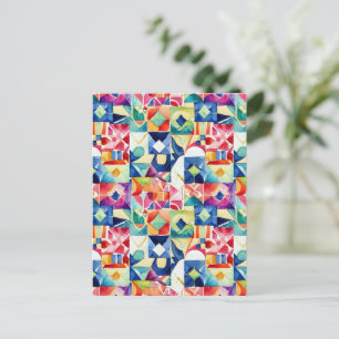 Postal Padrão digital geométrico de abstrato 17 - Cartão 