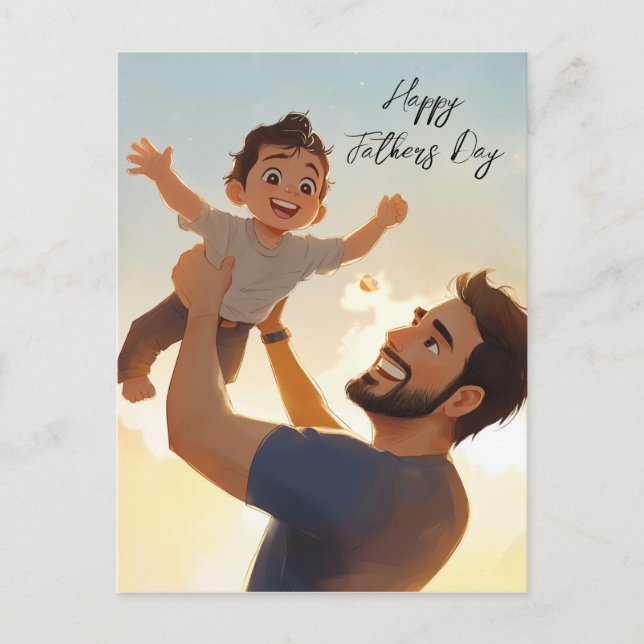 Postal Pai e seu filho jogando dia de os pais Cartão dobr (Frente)