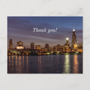 Postal Paisagem Noturna de Chicago Cartão de Agradeciment