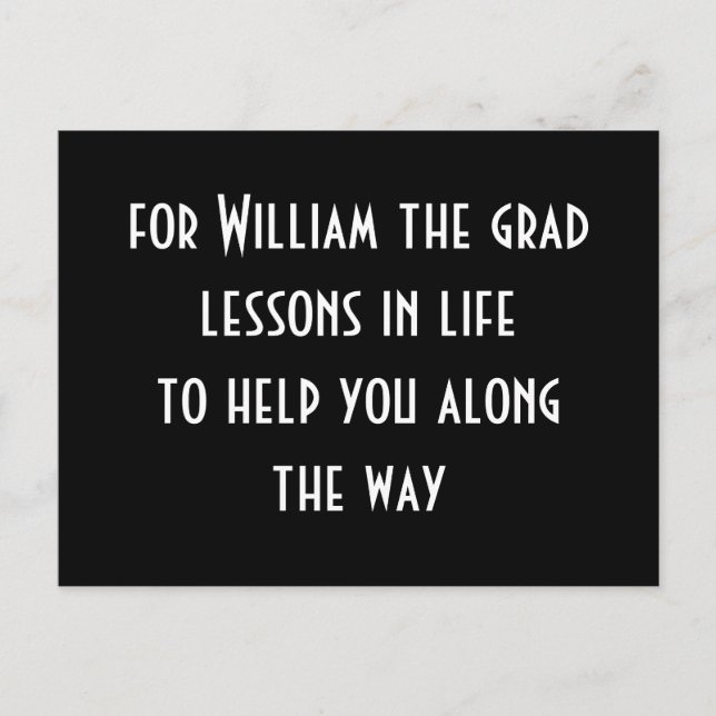 Postal Palavras De festa de formatura De Lições De Cartão (Frente)