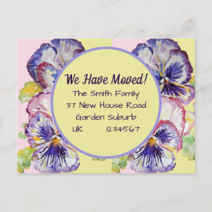 Postal Pansy Flowers Novo Cartão De Endereço, Estamos M