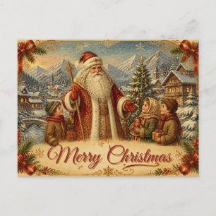Postal Papai Noel Vintage Cartão de Natal Alpes Vi