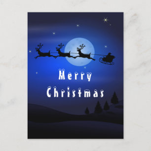 Postal Papais noeis de cartão de Natal Reindeer Moon Chei