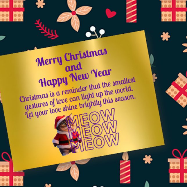 Postal Papais noeis de fofinho Cartão de Natal Cat (Criador carregado)