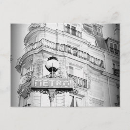 Postal Paris, Vista Vintage em Preto e Branco - Cartão Po