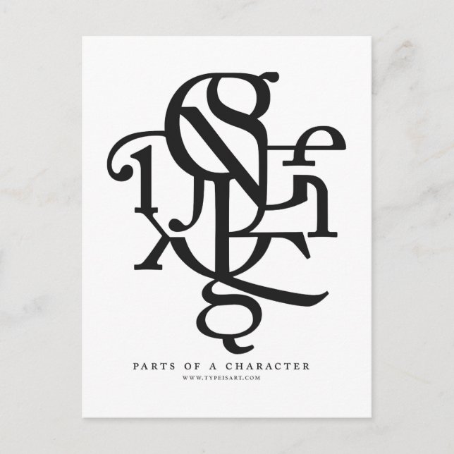 Postal Partes de um cartão poste de caracteres (Frente)