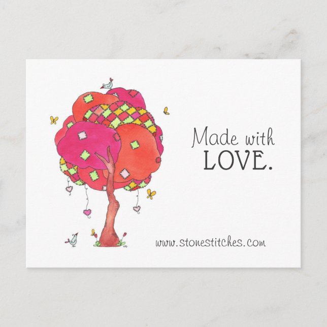 Postal Patchwork colado feito com cartão de publicidade d (Frente)