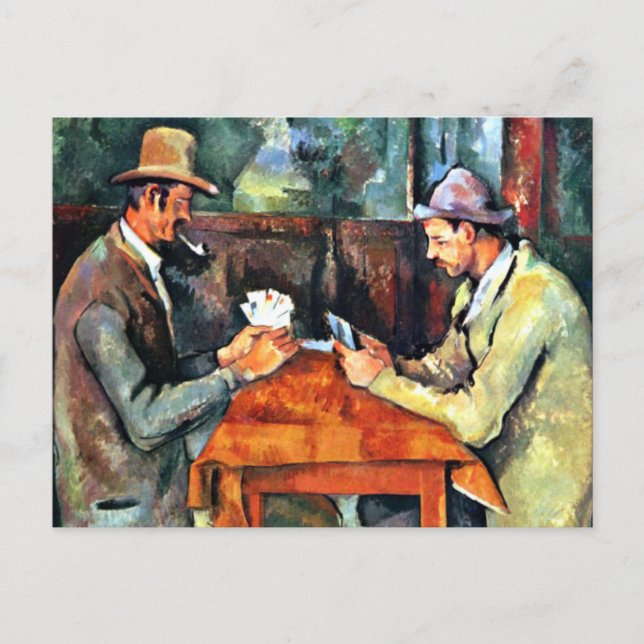 Postal Paul Cezanne art: Os Jogadores de Cartão (dois) (Frente)