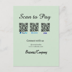 Postal paypal venmo cartão visa scan para pagar QR mídia