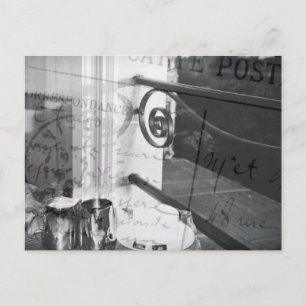 Postal Pequeno almoço em Paris, cartão preto e branco