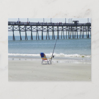 Postal Pesca com cartão de posto na praia de Oak Island