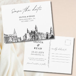 Postal Philadelphia Salve a data do casamento do cartão p