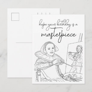 Postal Pinte Seu Próprio Cartão de Aniversário Feliz