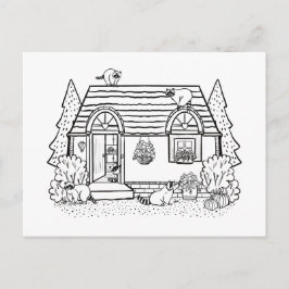 Postal Pinte Você Mesmo Casa Aconchegante e Cartão em Bra