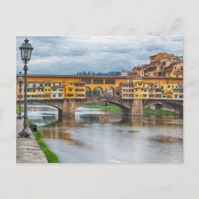 Postal Ponte Vecchio, cartão de Florença, Italia (Frente)