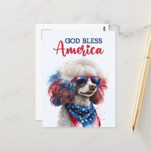 Postal Poodle Patriótico, Deus Abençoe a América Cartão P