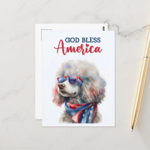Postal Poodle Patriótico, Deus Abençoe a América Cartão P