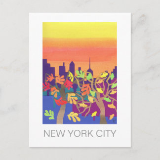 Postal Por do sol da queda sobre o cartão de NYC