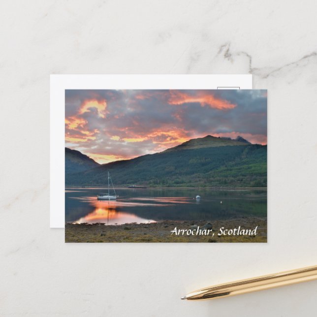 Postal Pôr do sol sobre Loch Long, Arrochar, cartão posta (Frente/Verso In Situ)