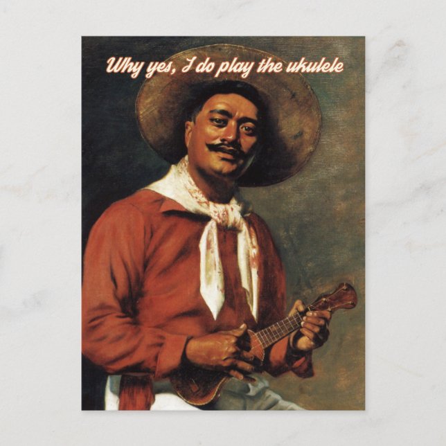 Postal Por que eu toco o cartão Ukulele? (Frente)