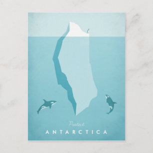 Postal Poster de Viagens vintage Antártica - Cartão posta
