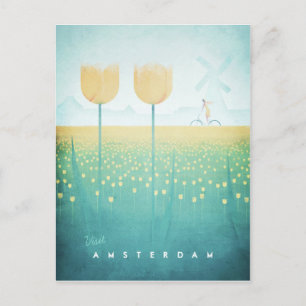 Postal Poster de Viagens vintage de Amsterdã - Cartão pos