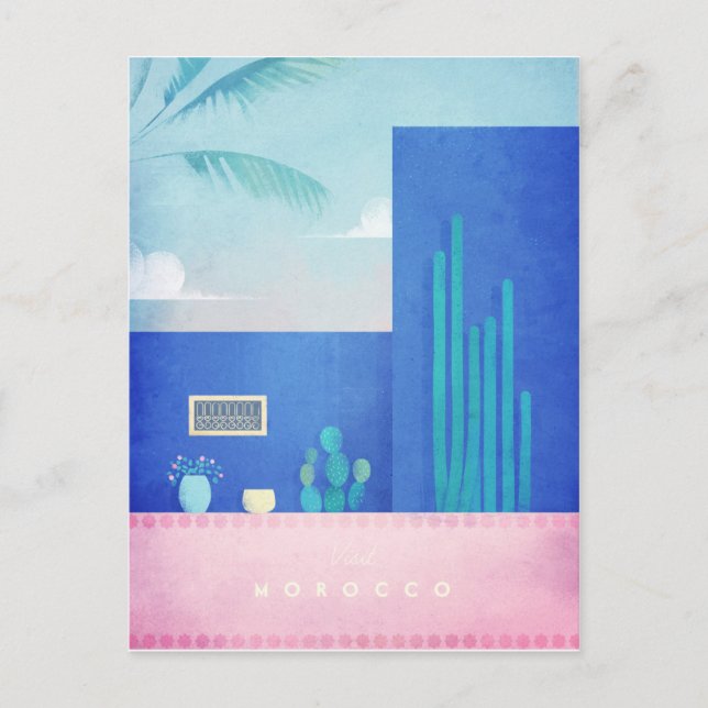 Postal Poster de Viagens vintage marroquino - Cartão post (Frente)