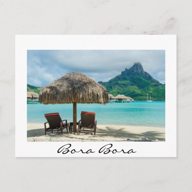 Postal Praia no cartão do branco de Bora Bora (Frente)