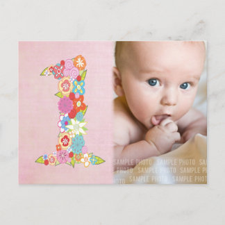 Postal Primeiro aniversario de Baby Girl Obrigado Cartão