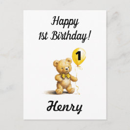 Postal Primeiro aniversario Feliz, Cartão de Urso de Tedd