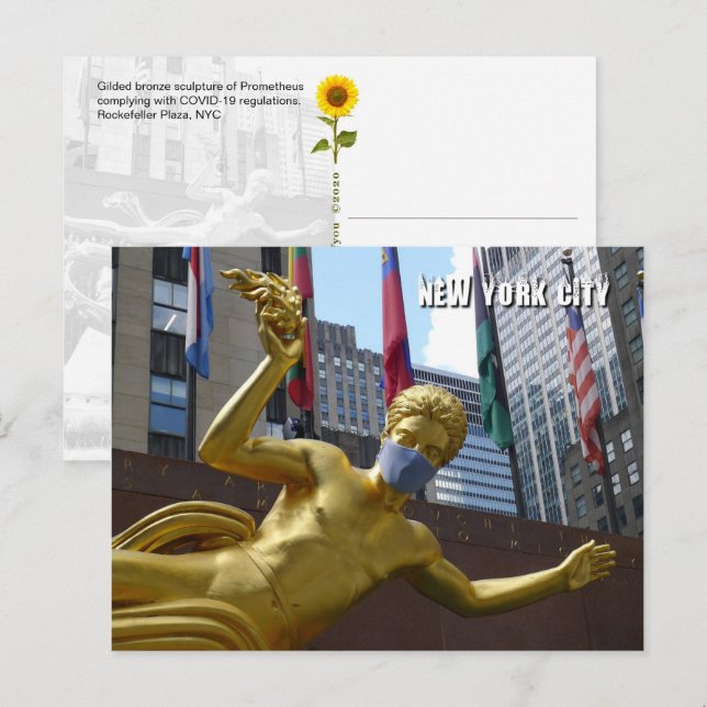 Postal Prometeu vestindo uma máscara facial - Cartão post (Frente/Verso)