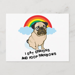 Postal Pug admite popa arco-íris! Cartão